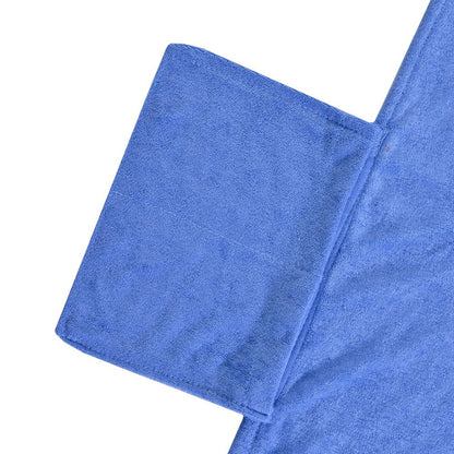Double Layer Chaise Lounge Pool Chair Cover Beach Towel Fitted Elastic Pocket Won't Slide 85" L x 30" W-Royal Blue