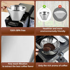 Reusable Cone Coffee Filters 304 Stainless Steel Coffee Filter，Filter Coffee Maker, 2Pcs Permanent Cone Filter