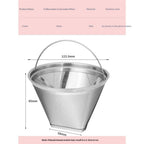 Reusable Cone Coffee Filters 304 Stainless Steel Coffee Filter，Filter Coffee Maker, 2Pcs Permanent Cone Filter