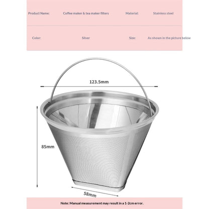 Reusable Cone Coffee Filters 304 Stainless Steel Coffee Filter，Filter Coffee Maker, 2Pcs Permanent Cone Filter