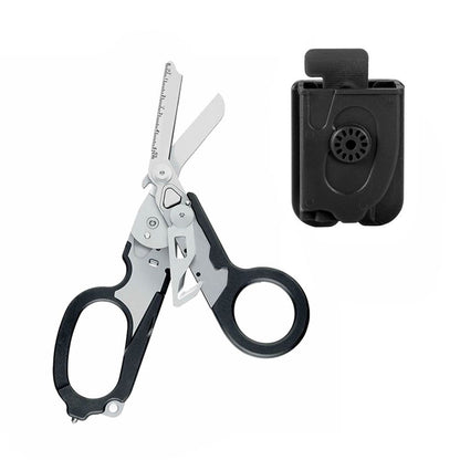 6 in 1 Multifunctional Trauma Shears Foldable with Strap Cutter | Heavy Duty Stainless Steel Emergency Response Shears | Survival Shears With Holster | Medical  shears | Black