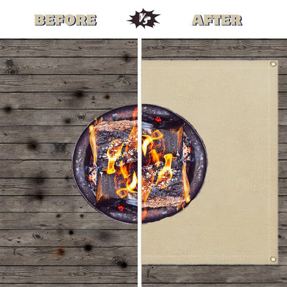 Fire Pit Mat 100*80cm Wood Stove Under Grill Mat (940°F Safety) for Deck BBQ Fireproof Floor Tent Campsite Insulation Protection