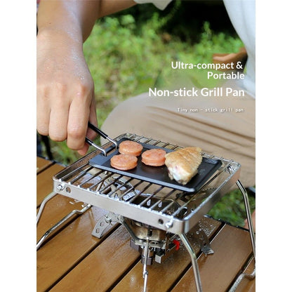 Cast Iron Plate, Compact Plate, Small, No Seasoning Required, Handle Grill Pan, Small Nonstick BBQ Grill Pan with Detachable Handle, Multipurpose BBQ