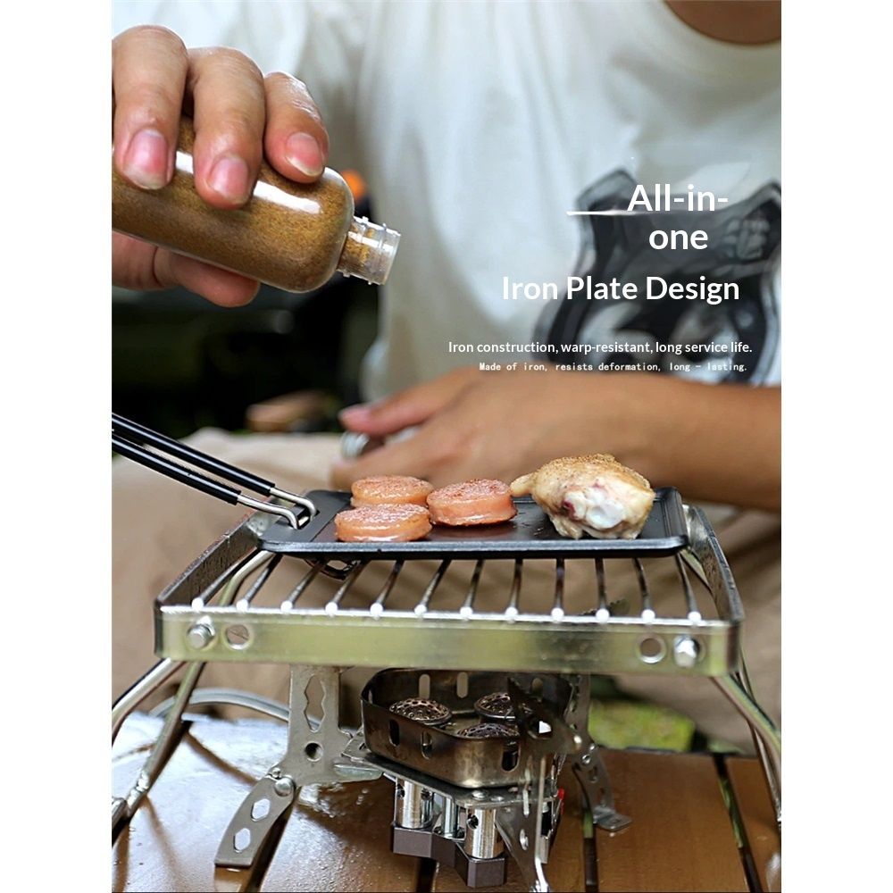 Cast Iron Plate, Compact Plate, Small, No Seasoning Required, Handle Grill Pan, Small Nonstick BBQ Grill Pan with Detachable Handle, Multipurpose BBQ