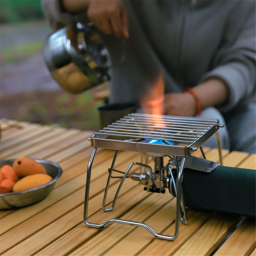Portable Folding Camping Campfire Grill over Fire Split Stoves 304 Stainless Steel (Grid wire）