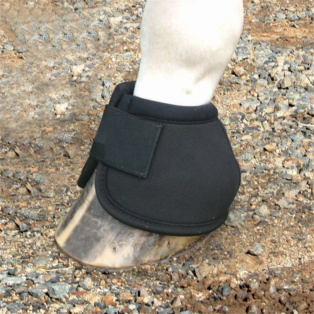 Equine Ballistic Overreach Bell Boots - No-Turn Horse Hoof Protection Boots (Sold in Pairs) - Black, Large