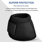 Equine Ballistic Overreach Bell Boots - No-Turn Horse Hoof Protection Boots (Sold in Pairs) - Black, Large