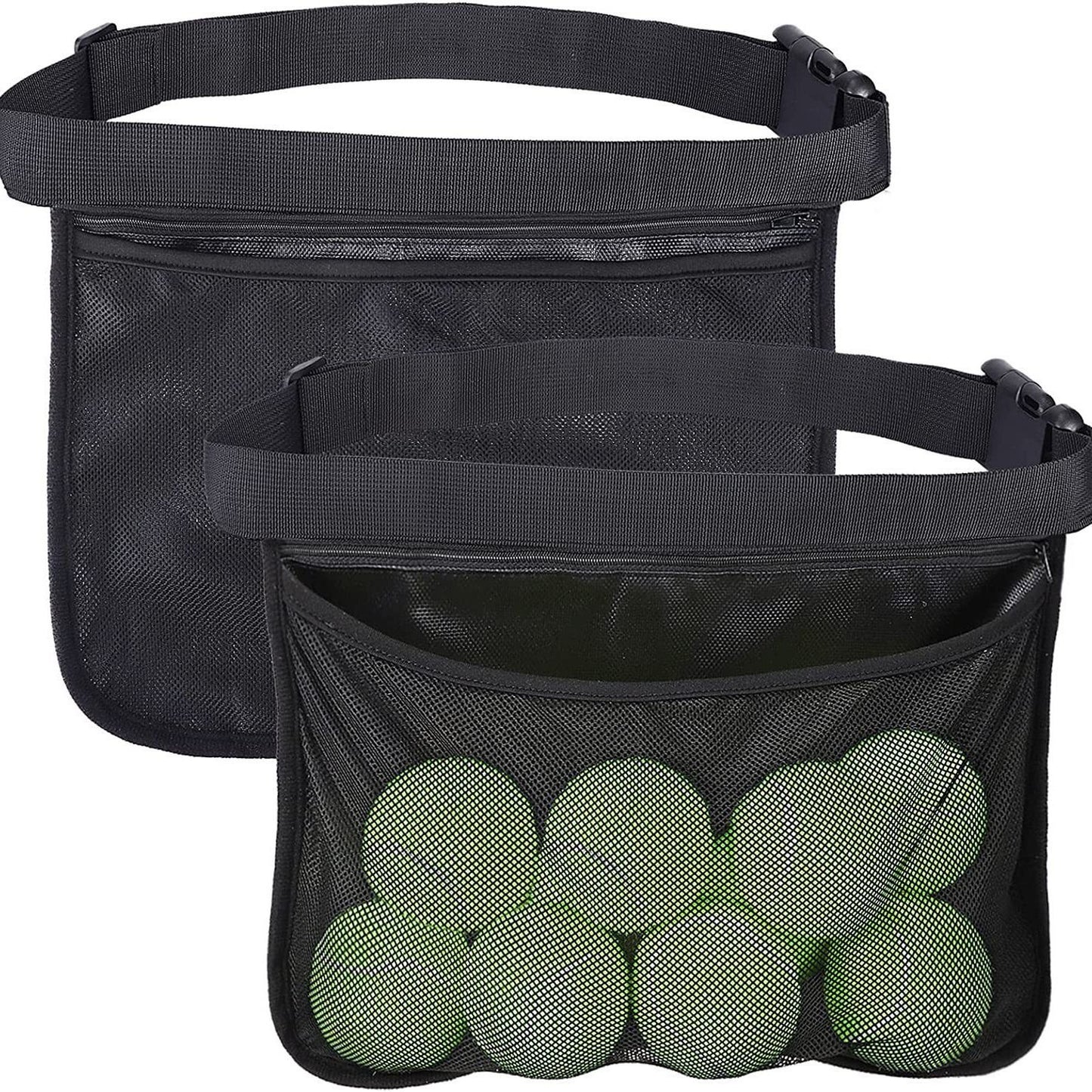 2 pack Tennis Ball Holder, Holder Bag for Women, Men & Teens, Ball Pouch, Mesh Waist Hip Bag Carrier, Easy Holding 6-8 Pickle Balls or Tennis, Versatile Accessories & Gifts