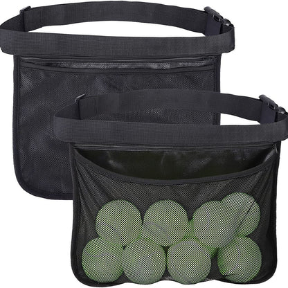 2 pack Tennis Ball Holder, Holder Bag for Women, Men & Teens, Ball Pouch, Mesh Waist Hip Bag Carrier, Easy Holding 6-8 Pickle Balls or Tennis, Versatile Accessories & Gifts