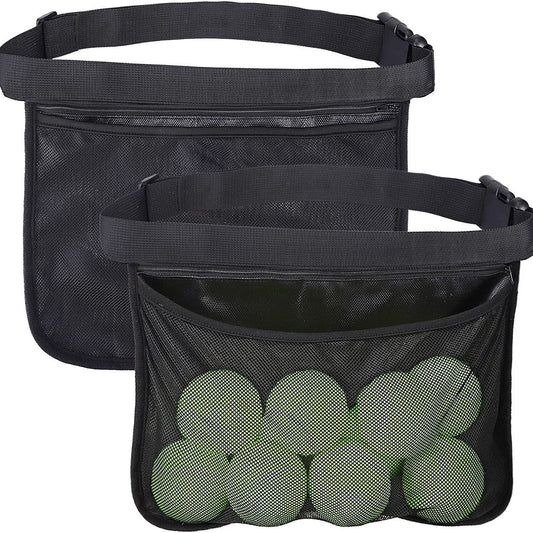 2 pack Tennis Ball Holder, Holder Bag for Women, Men & Teens, Ball Pouch, Mesh Waist Hip Bag Carrier, Easy Holding 6-8 Pickle Balls or Tennis, Versatile Accessories & Gifts