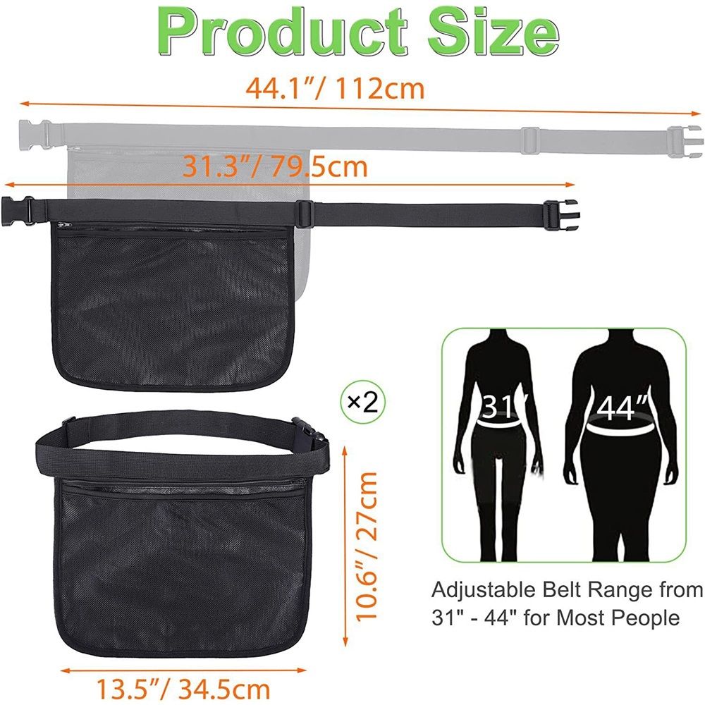 2 pack Tennis Ball Holder, Holder Bag for Women, Men & Teens, Ball Pouch, Mesh Waist Hip Bag Carrier, Easy Holding 6-8 Pickle Balls or Tennis, Versatile Accessories & Gifts