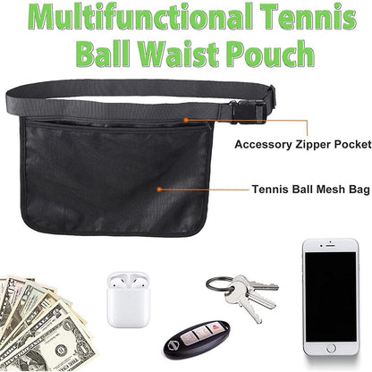 2 pack Tennis Ball Holder, Holder Bag for Women, Men & Teens, Ball Pouch, Mesh Waist Hip Bag Carrier, Easy Holding 6-8 Pickle Balls or Tennis, Versatile Accessories & Gifts
