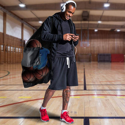 Extra Large Heavy Duty Mesh Bag. Best for Soccer Ball, Water Sports, Beach Cloth, Swimming Gears. Adjustable Shoulder Strap. Secure Side Pocket（30” x 40”）