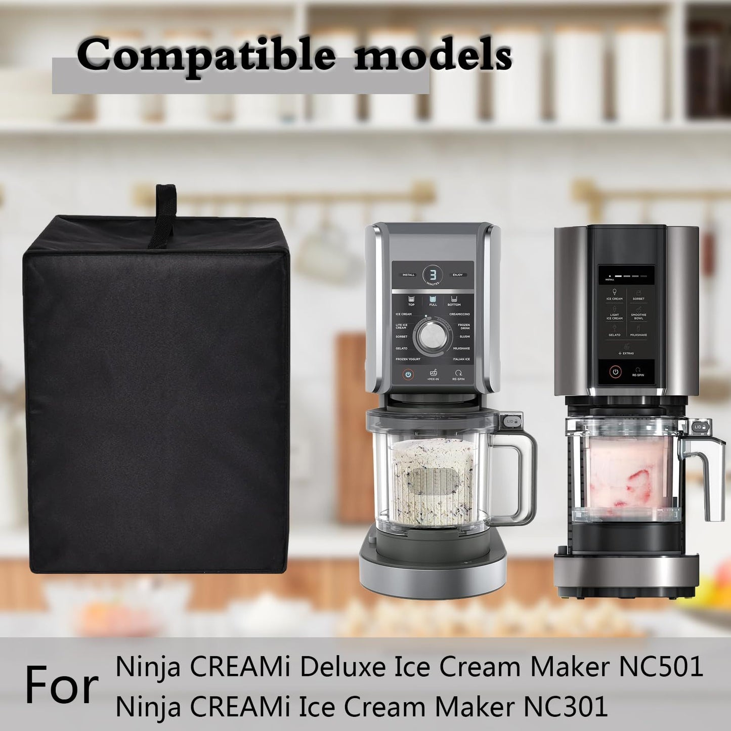 Ice Cream Maker Cover Heavy Duty Heat-resistant Waterproof Dust Protective Frozen Treat Maker Cover Case （black,There is only one dust cover）