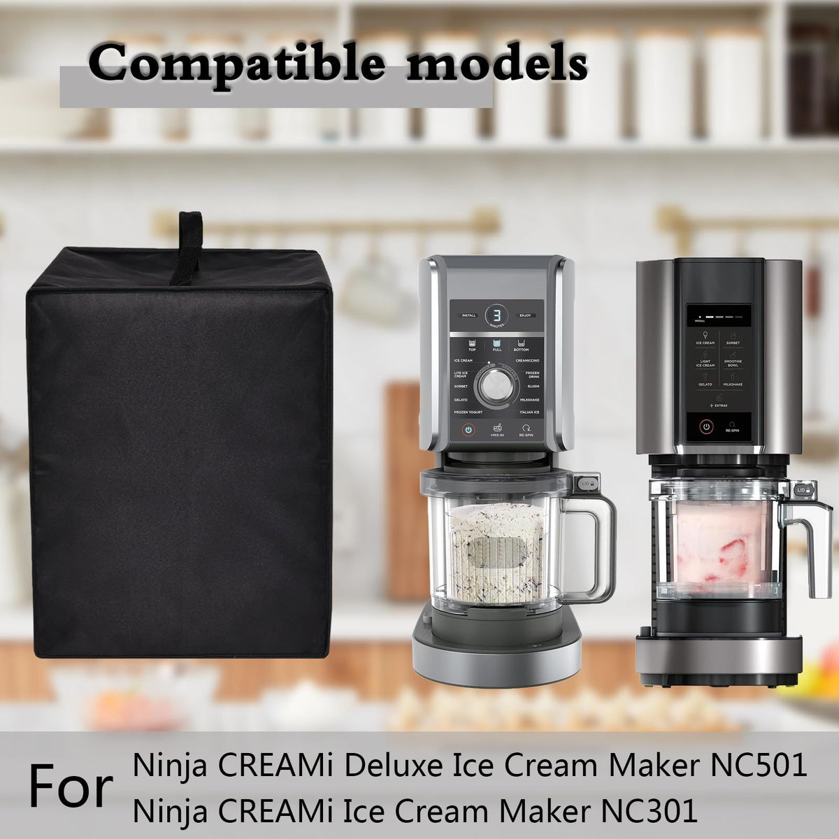 Ice Cream Maker Cover Heavy Duty Heat-resistant Waterproof Dust Protective Frozen Treat Maker Cover Case （black,There is only one dust cover）