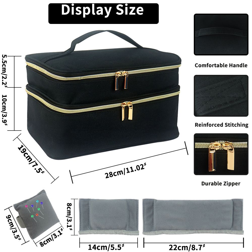 Double-Layer Sewing Bag Accessories Organizer, Large Sewing Supplies Storage for Tools Kit, Thread, Needles, Pins, Buttons - Bag Only
