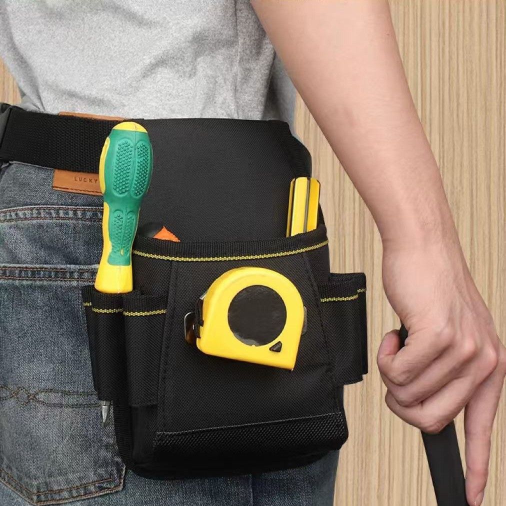 Tool Belt Pouch,with Adjustable Belt, Multiple Storage for Technician for Electrician Tools (Black,noiy bag)