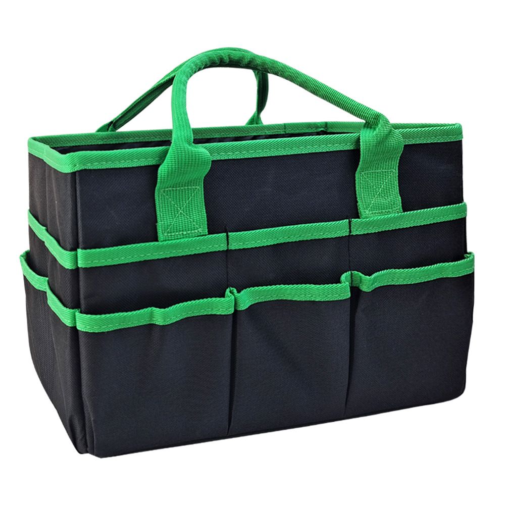 Large Multi-Functional Carrying Bag, 11 Pockets Caddy for Art, Craft, Sewing, Make-up or School, Medical, Office Supplies Organizer, Green（black-green）