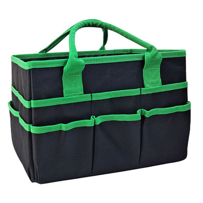 Large Multi-Functional Carrying Bag, 11 Pockets Caddy for Art, Craft, Sewing, Make-up or School, Medical, Office Supplies Organizer, Green（black-green）