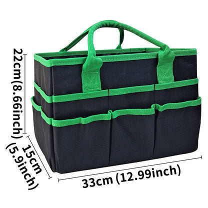 Large Multi-Functional Carrying Bag, 11 Pockets Caddy for Art, Craft, Sewing, Make-up or School, Medical, Office Supplies Organizer, Green（black-green）