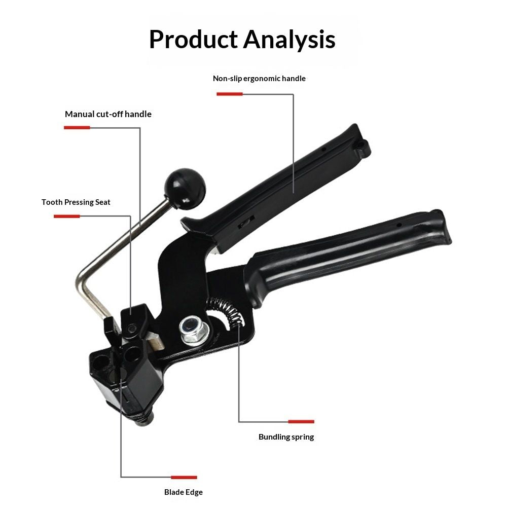 Zip Tie Tool, Heavy Duty Zip Tie Cutter, Fasten and Cut Stainless Steel Cable Ties, for Outdoor Chain Link Fence Ties, Exhaust Pipe and Cables, Black One-handed operation