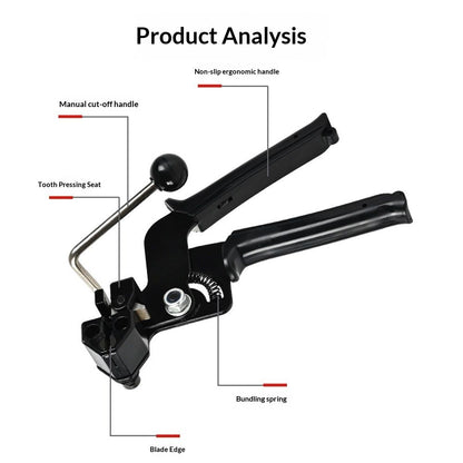 Zip Tie Tool, Heavy Duty Zip Tie Cutter, Fasten and Cut Stainless Steel Cable Ties, for Outdoor Chain Link Fence Ties, Exhaust Pipe and Cables, Black One-handed operation