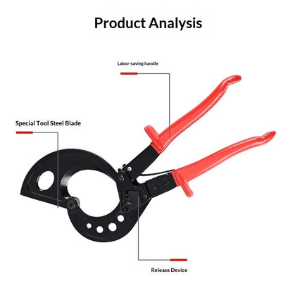 Cable Cutter and Ratchet Wire Cutter - Cuts Through Aluminum and Multi-Core Cables up to 240mm² with Precision and Ease, Ideal for Electrical Installations