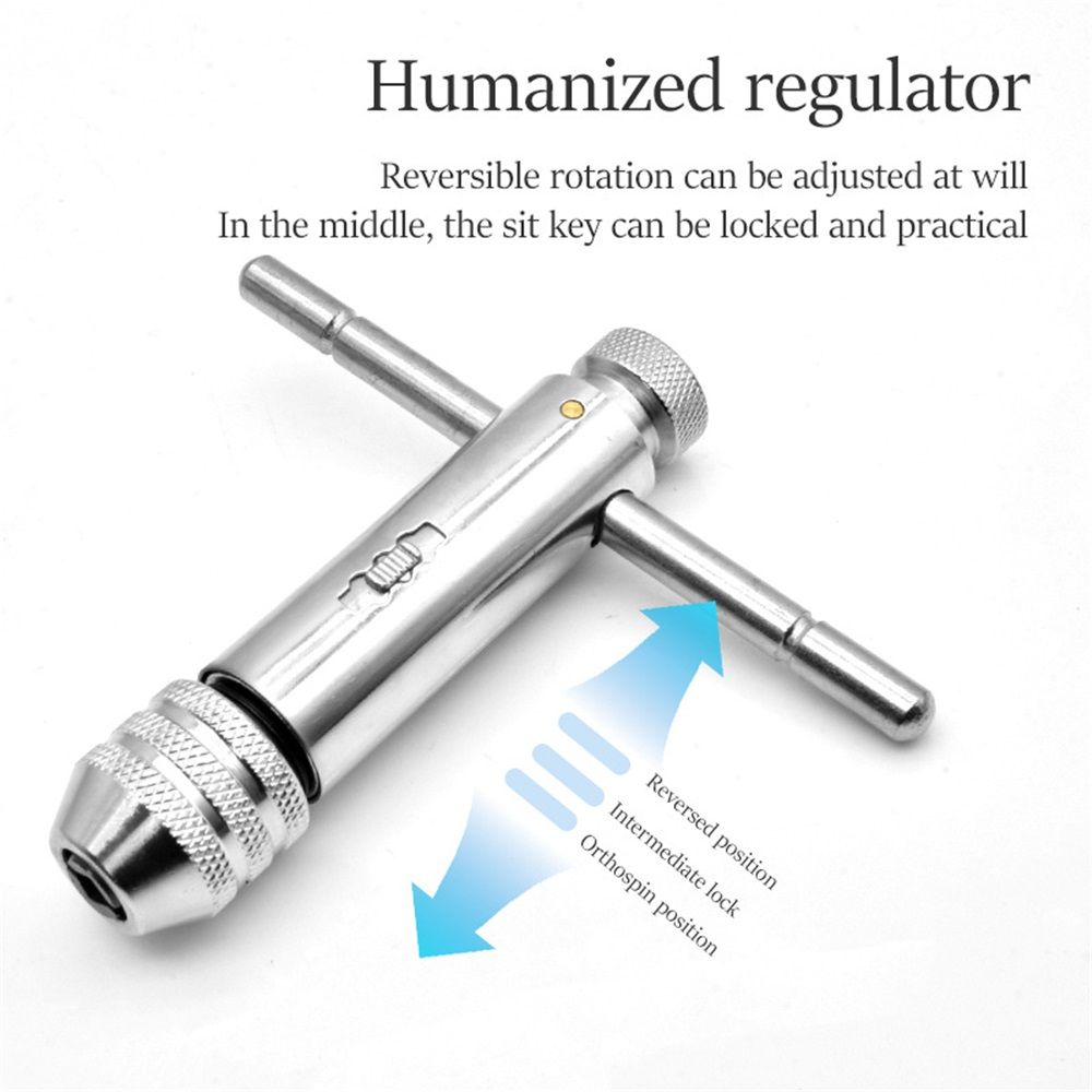 Adjustable Ratchet Tap Wrench T-Handle, M3-M8 Capacity, Tap Reamer Tapping Ratcheting Wrench,90mm Body Length