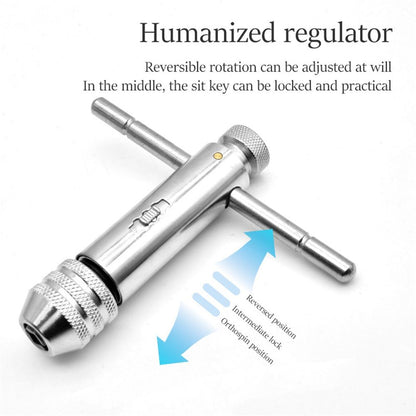 Adjustable Ratchet Tap Wrench T-Handle, M3-M8 Capacity, Tap Reamer Tapping Ratcheting Wrench,90mm Body Length