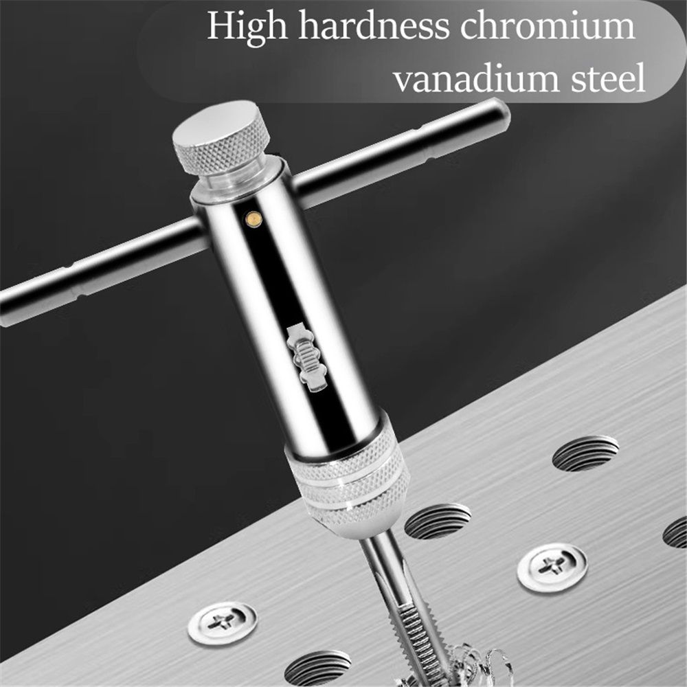 Adjustable Ratchet Tap Wrench T-Handle, M3-M8 Capacity, Tap Reamer Tapping Ratcheting Wrench,90mm Body Length