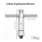 Adjustable Ratchet Tap Wrench T-Handle, M3-M8 Capacity, Tap Reamer Tapping Ratcheting Wrench,90mm Body Length