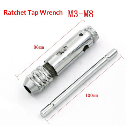 Adjustable Ratchet Tap Wrench T-Handle, M3-M8 Capacity, Tap Reamer Tapping Ratcheting Wrench,90mm Body Length