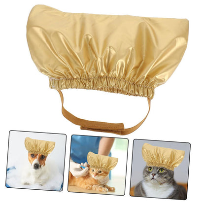 2Pcs Adjustable Pet Shower Caps Bath Ear Protector for Cats and Dogs Reusable Headgear for Grooming Comfortable Lightweight Design Ear Protection(golden)