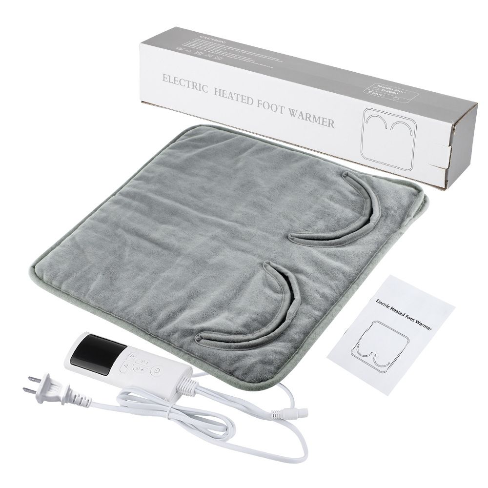 Electric Heated Foot Warmer for Men and Women, Feet Heating Pads Electric Feet Warmer with LCD Display & 9 Temperature Setting, Heated Foot Warmers for Under Desk, Office,Home (Grey)