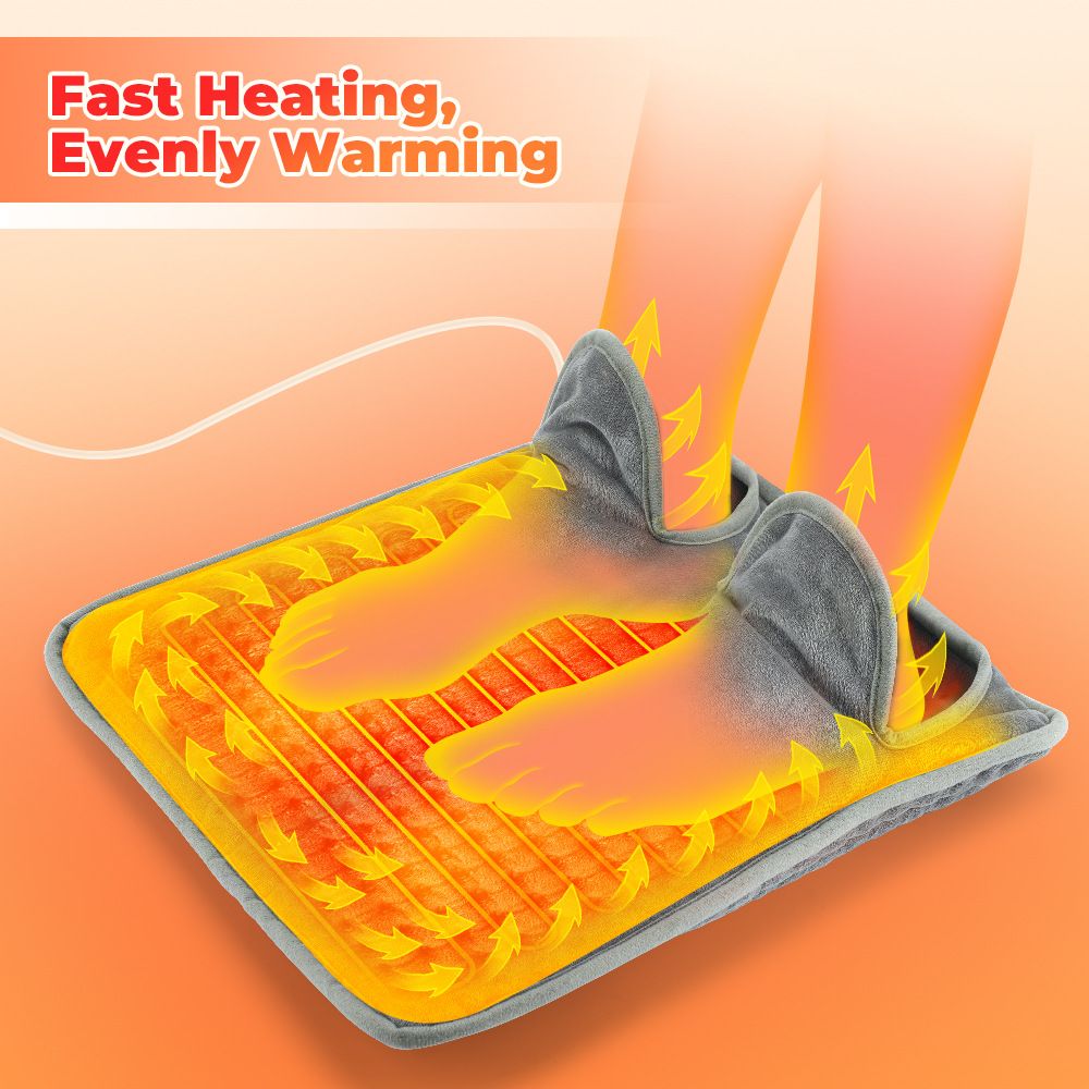 Electric Heated Foot Warmer for Men and Women, Feet Heating Pads Electric Feet Warmer with LCD Display & 9 Temperature Setting, Heated Foot Warmers for Under Desk, Office,Home (Grey)