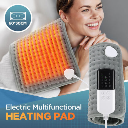 Heating Pad for Back Pain, 12''×24'' Heating Pad for Period Cramps Neck Shoulder Knee Leg with Heat Settings Auto Shut-Off and Rapid-Heating, Ideal Gift for Family and Friends, Gray