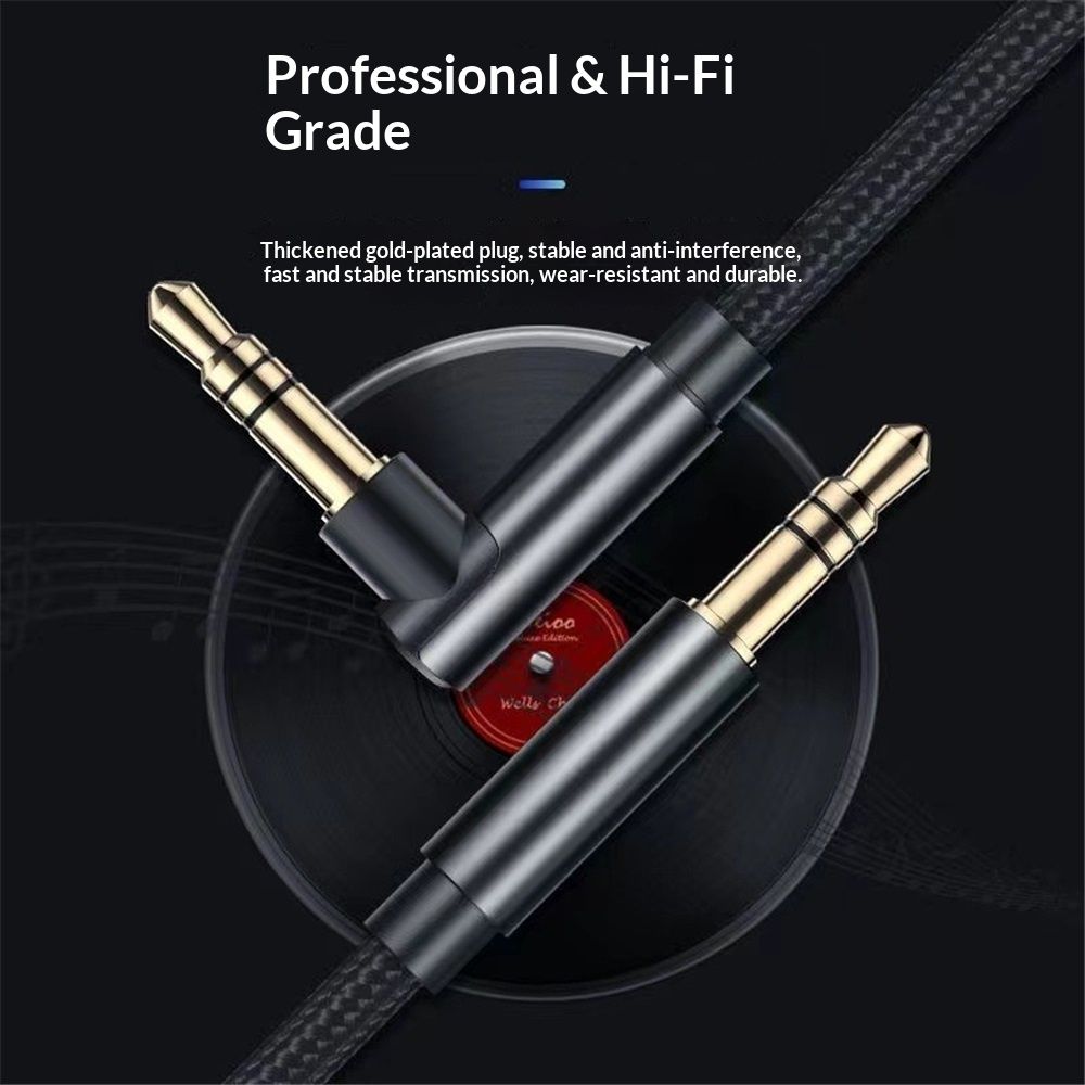 Instrument Cable 10 feet 2-Pack, Straight-to-Right Angle 3.5mm Male Stereo Audio Cord, Balanced Interconnect Line for Electric Guitar, Bass, Keyboard, Mixer, Amplifier, Speaker