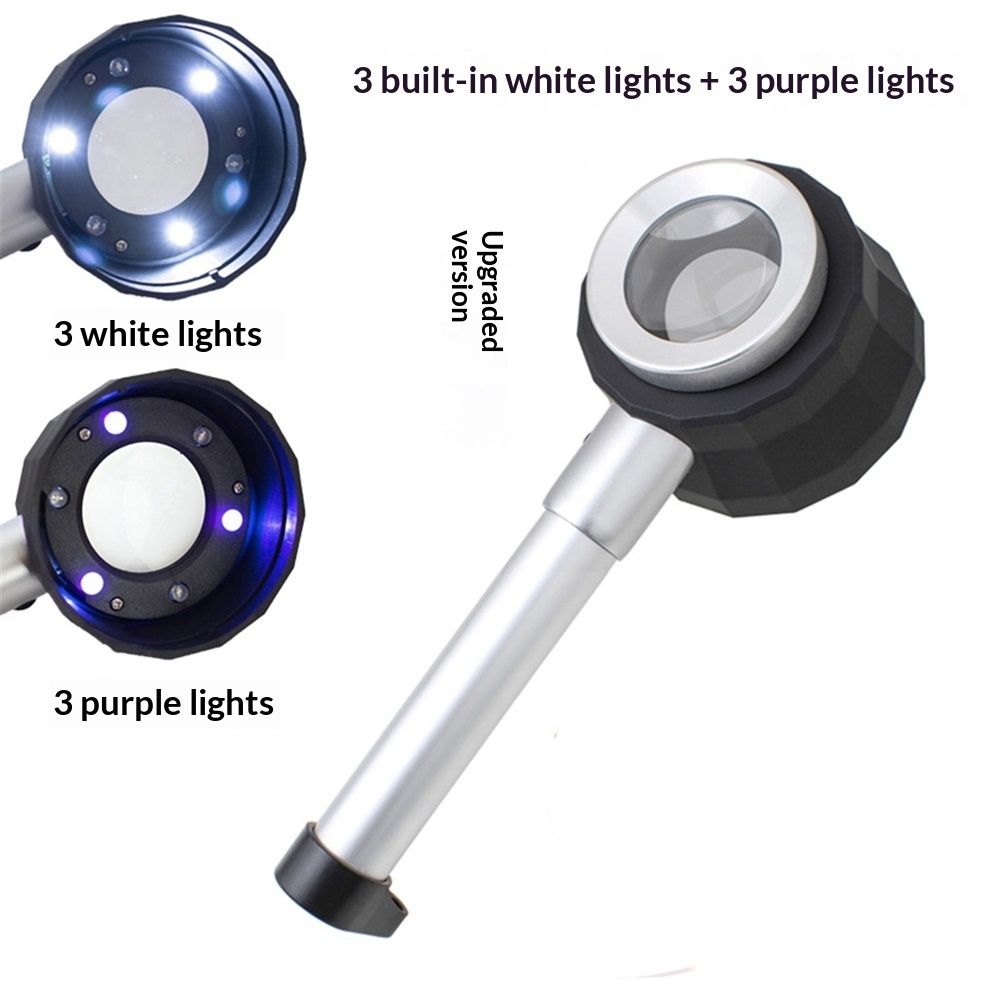 45X Handheld Magnifier with 6 Light, Jeweler Loupes Lighted Magnifying Glass-for Seniors Reading Coins Crafts Jewelry Hobbies