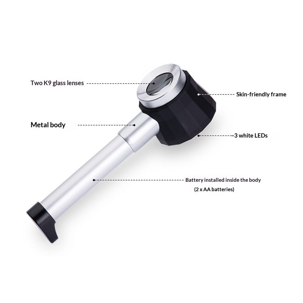 45X Handheld Magnifier with 6 Light, Jeweler Loupes Lighted Magnifying Glass-for Seniors Reading Coins Crafts Jewelry Hobbies