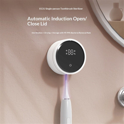 Wall Mounted Toothbrush Holder & Toothbrush Cleaner,Electric Toothbrush Holder, Razor Holder and Cleaner for Bathroom Accessory, with Auto Inductive Open/Close Cover, Clean, Dry for Home, Travel