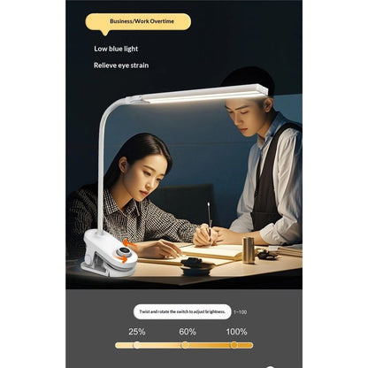 Dual Head LED Desk Lamp with Clamp, Eye-Caring Clip on Lights for Home Office, 4000mAh Rechargeable Battery Operated Table Lamps,3 Lighting Modes & Brightness Dimmer Light for Kids Students