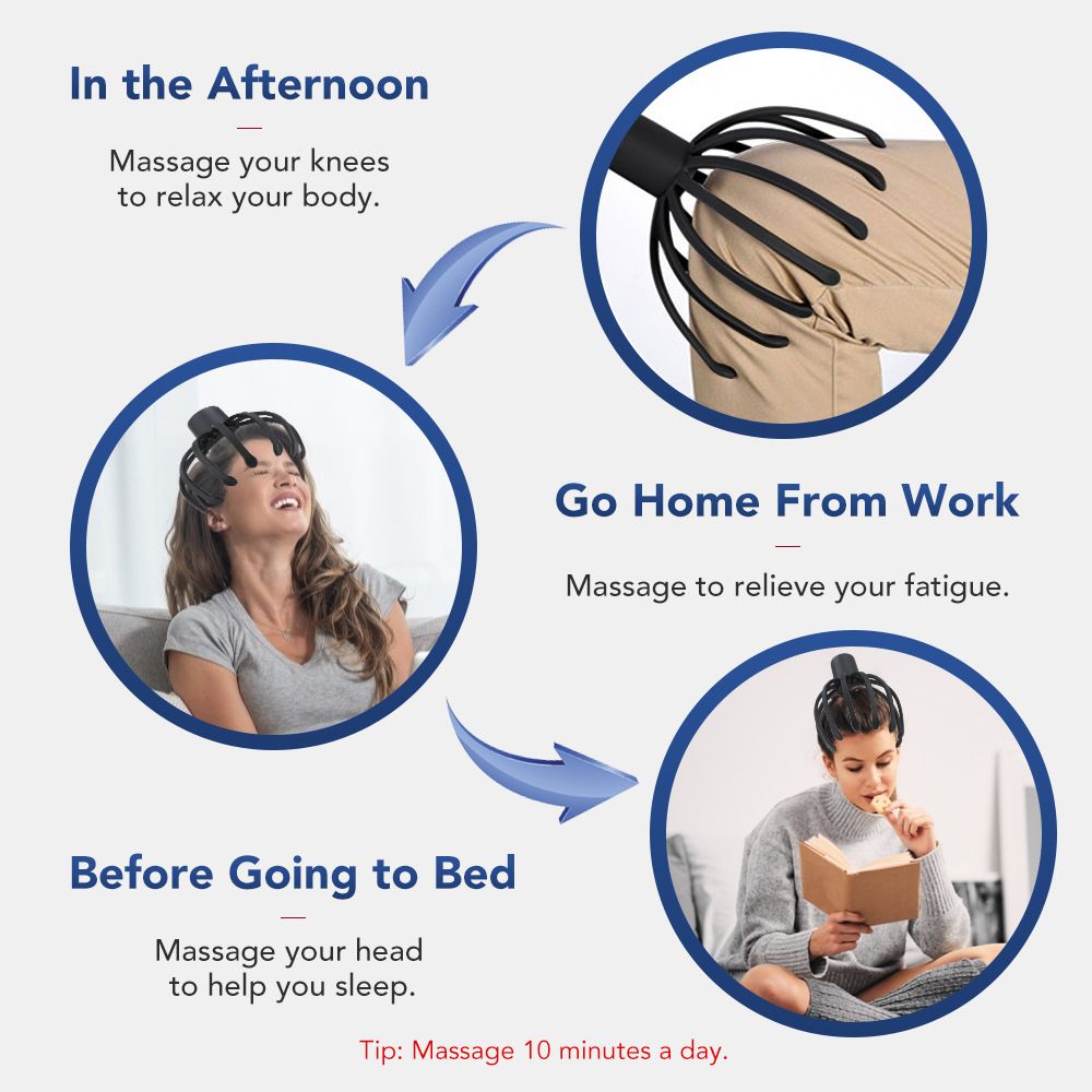 Electric Scalp Massager with 3 Modes, 360 Degree Head Massager, Cordless Portable Head Scratcher for Stress Relax