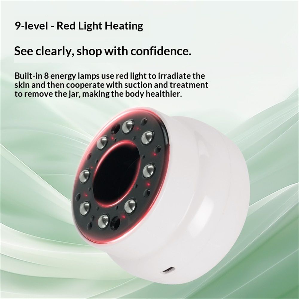 Lymphatic Drainage Massager with 9-Level Heat & Red Light-Wireless Gua Sha Tool for Muscle Relaxation, LCD Display, Type-C Fast Charging，Portable Cupping Massager（Does not contain essential oils）