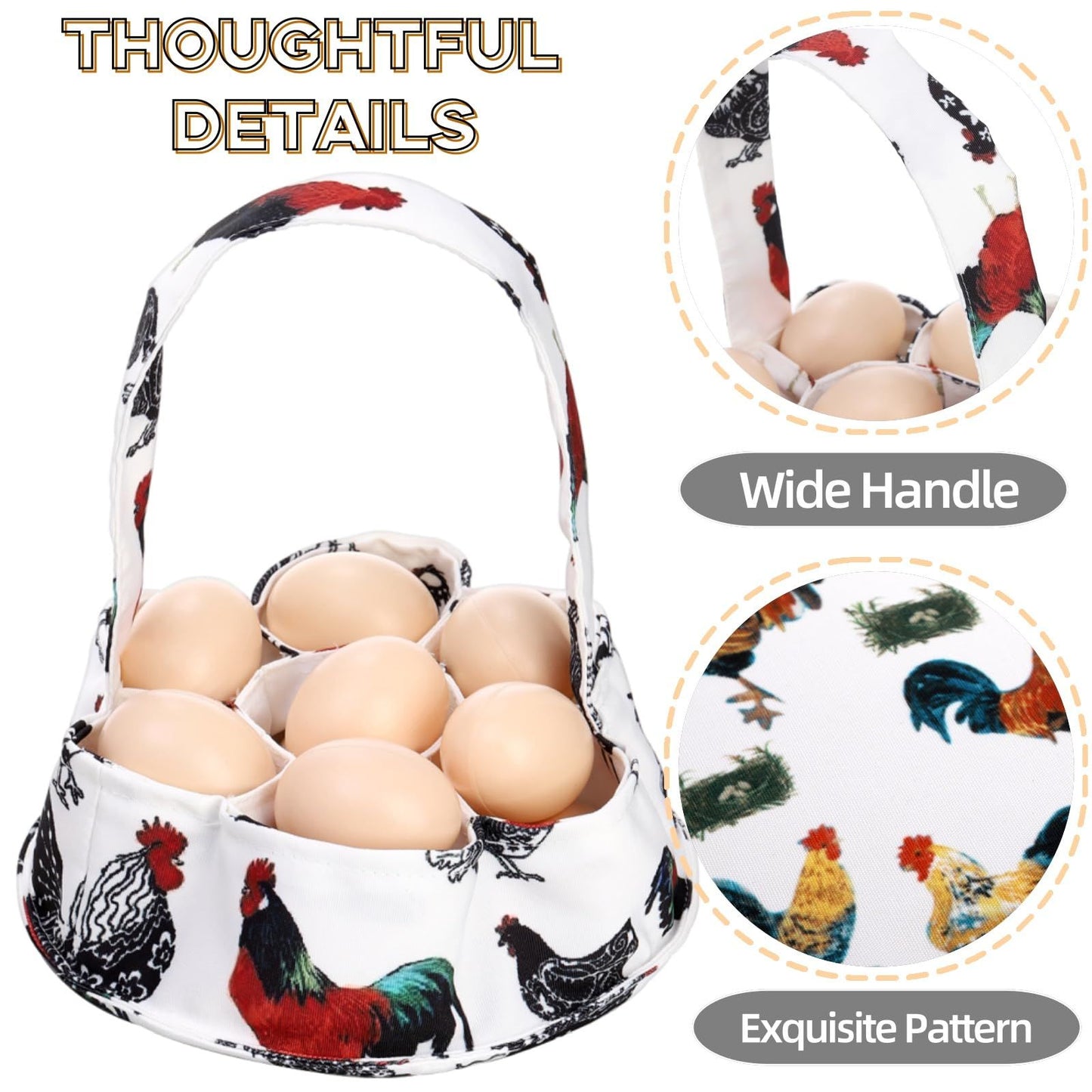 2 egg collection bags, 7 mini canvas egg collection baskets, egg collection for chickens, hens, ducks, geese, housewives, garden transportation and storage (grass nest chicken)