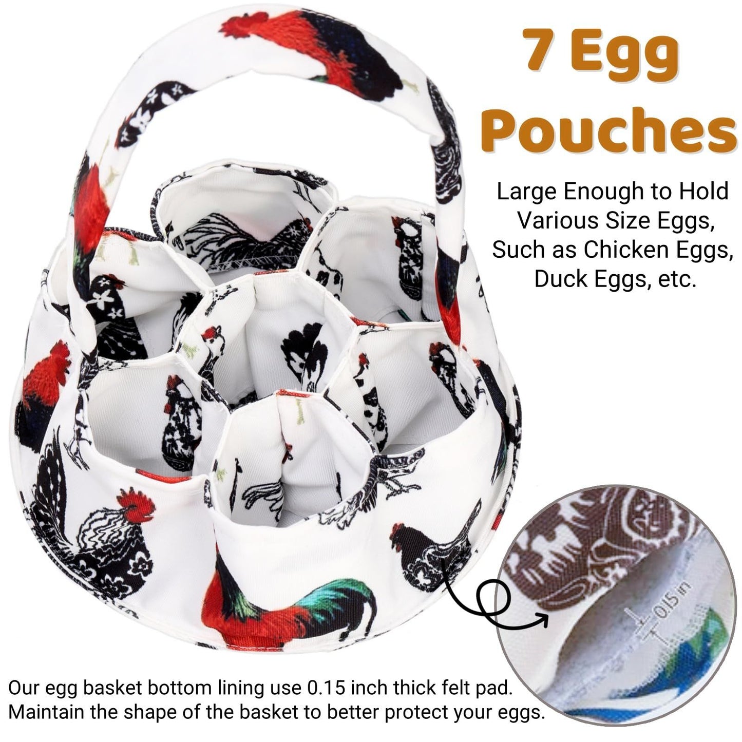 2 egg collection bags, 7 mini canvas egg collection baskets, egg collection for chickens, hens, ducks, geese, housewives, garden transportation and storage (grass nest chicken)