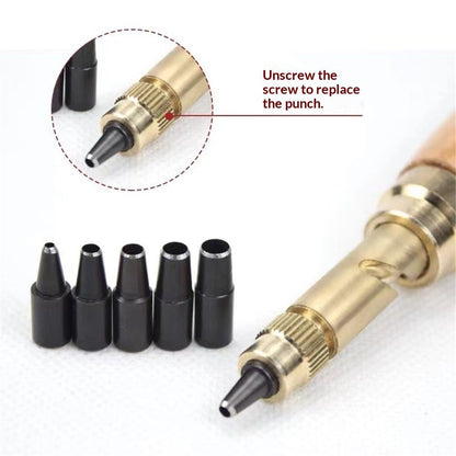 2pcs Adjustable Screw Hole Punch Auto Leather Tool Bookbinding Drill Tool,Paper Punch,Craft Punches, 6 Tips Sizes 1.5mm 2mm 2.5mm 3mm 3.5m 4mm
