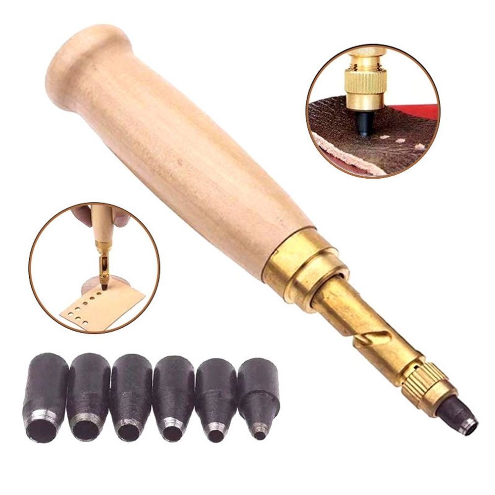 2pcs Adjustable Screw Hole Punch Auto Leather Tool Bookbinding Drill Tool,Paper Punch,Craft Punches, 6 Tips Sizes 1.5mm 2mm 2.5mm 3mm 3.5m 4mm