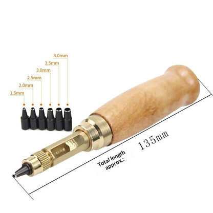 2pcs Adjustable Screw Hole Punch Auto Leather Tool Bookbinding Drill Tool,Paper Punch,Craft Punches, 6 Tips Sizes 1.5mm 2mm 2.5mm 3mm 3.5m 4mm