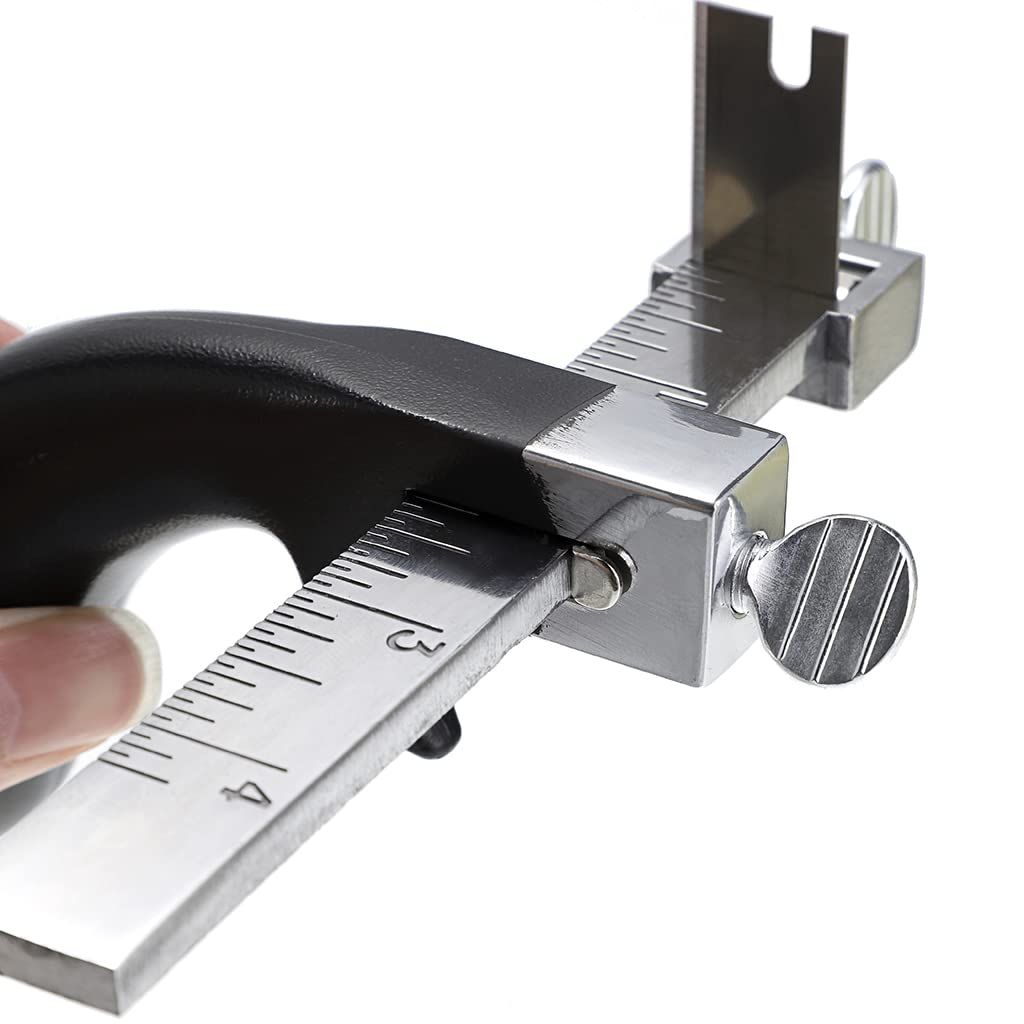 Leather cutting tool, aluminum handle leather strip cutting machine, stainless steel specification leather strip cutting tool+two blades, with DIY leather craft accessories