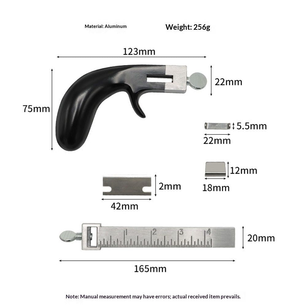Leather cutting tool, aluminum handle leather strip cutting machine, stainless steel specification leather strip cutting tool+two blades, with DIY leather craft accessories